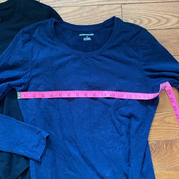 Amazon Essentials long sleeve tee/top medium black navy burgundy set of 3. - Picture 2 of 7